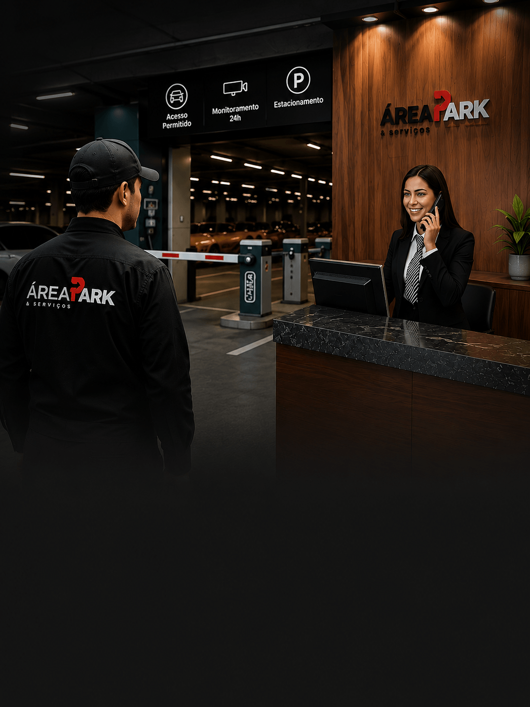 Equipe Área Park em operação integrada de estacionamento e recepção